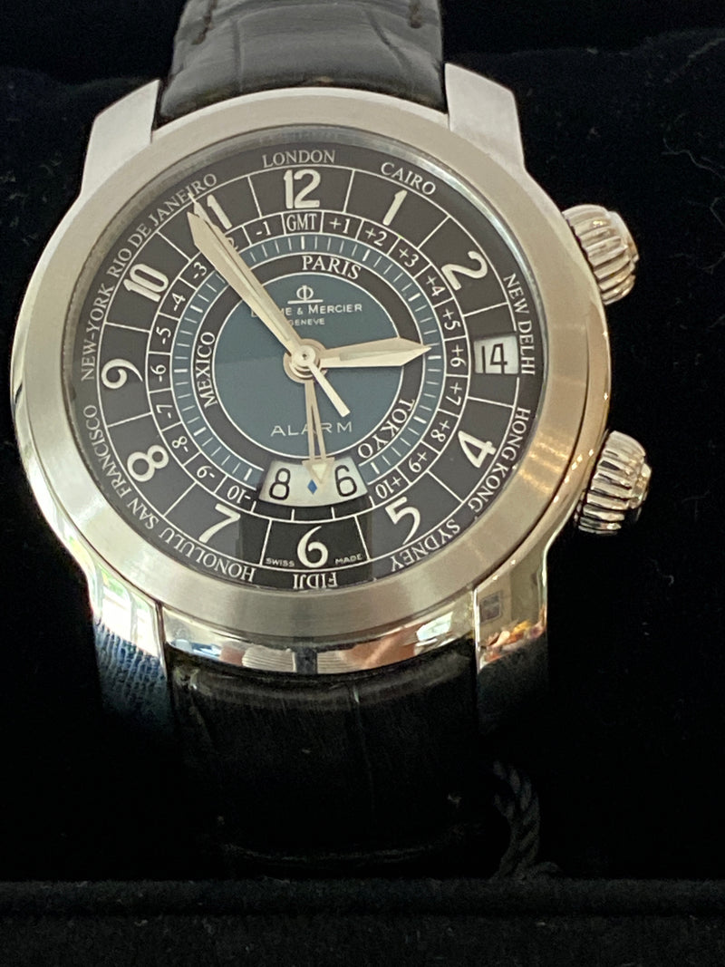 BAUME & MERCIER - CAPELAND ALARM GMT WORLD TIME AUTOMATIC WATCH MENS