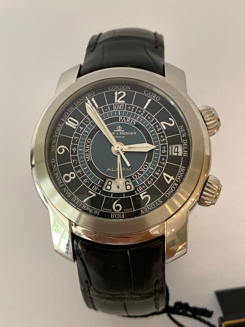 BAUME & MERCIER - CAPELAND ALARM GMT WORLD TIME AUTOMATIC WATCH MENS