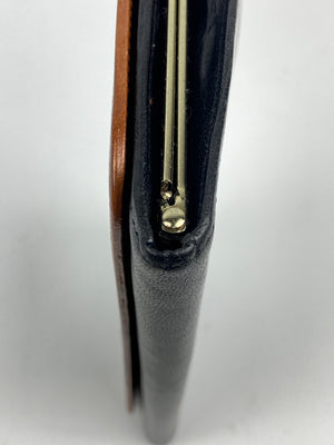 DIOR - BLACK TAN LEATHER KISS LOCK LONG WALLET