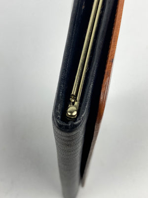 DIOR - BLACK TAN LEATHER KISS LOCK LONG WALLET