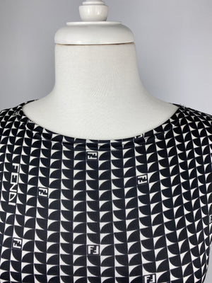 FENDI - VINTAGE GEOMETRIC LOGO PRINT TOP - SZ 10 (IT 42)