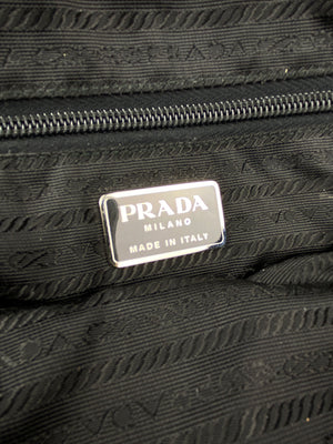 PRADA - VINTAGE BLACK NYLON LOCK & KEY TOTE BAG