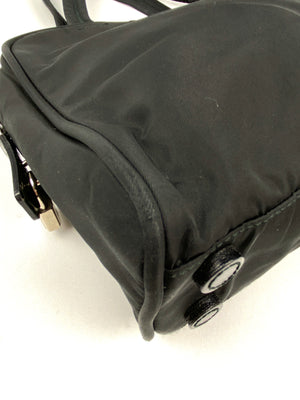 PRADA - VINTAGE BLACK NYLON LOCK & KEY TOTE BAG