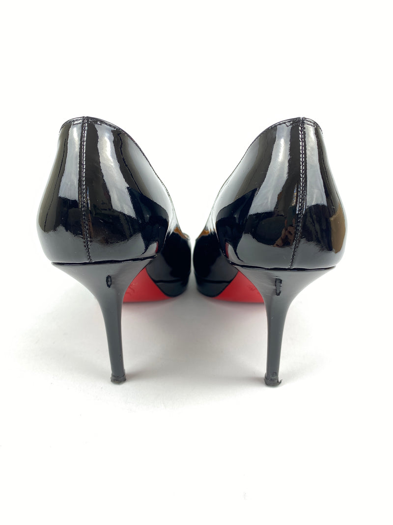 CHRISTIAN LOUBOUTIN - BLACK PATENT LEATHER HEELS - SZ 40