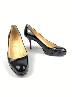 CHRISTIAN LOUBOUTIN - BLACK PATENT LEATHER HEELS - SZ 40