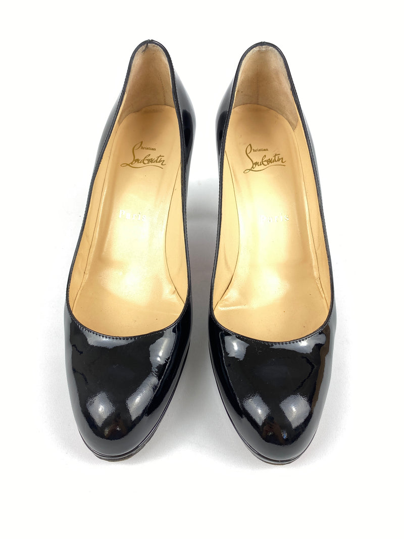 CHRISTIAN LOUBOUTIN - BLACK PATENT LEATHER HEELS - SZ 40