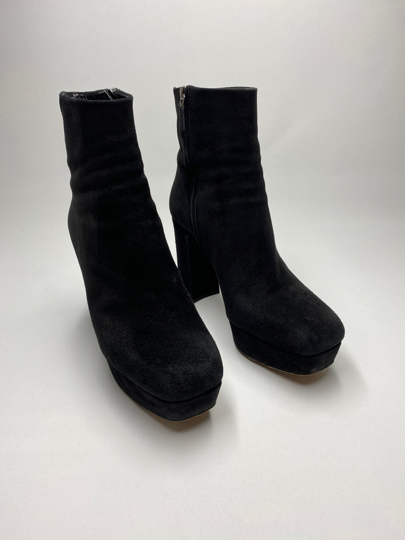 MIU MIU - BLACK SUEDE PLATFORM ANKLE BOOTS  - SZ 39