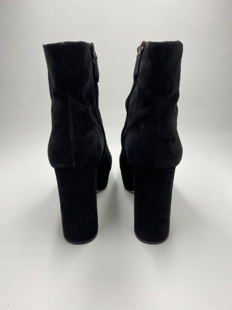 MIU MIU - BLACK SUEDE PLATFORM ANKLE BOOTS  - SZ 39