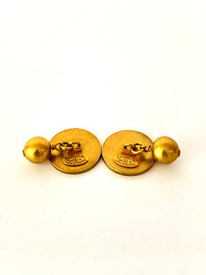 CHANEL - CC INLAY CUFFLINKS - VINTAGE