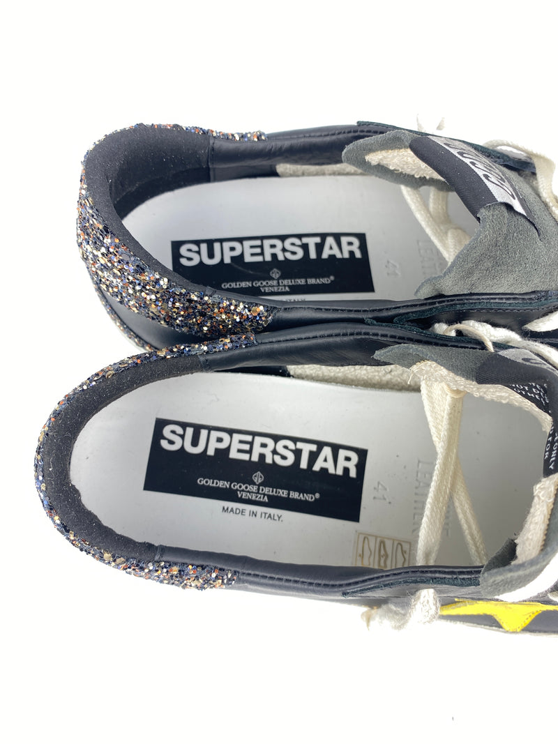 GOLDEN GOOSE - SUPERSTAR BLACK GLITTER YELLOW - SIZE 41 NEW IN BOX