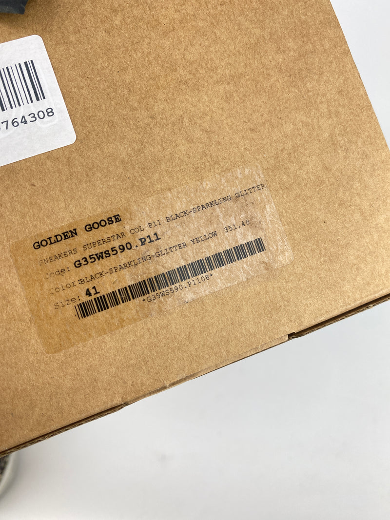 GOLDEN GOOSE - SUPERSTAR BLACK GLITTER YELLOW - SIZE 41 NEW IN BOX