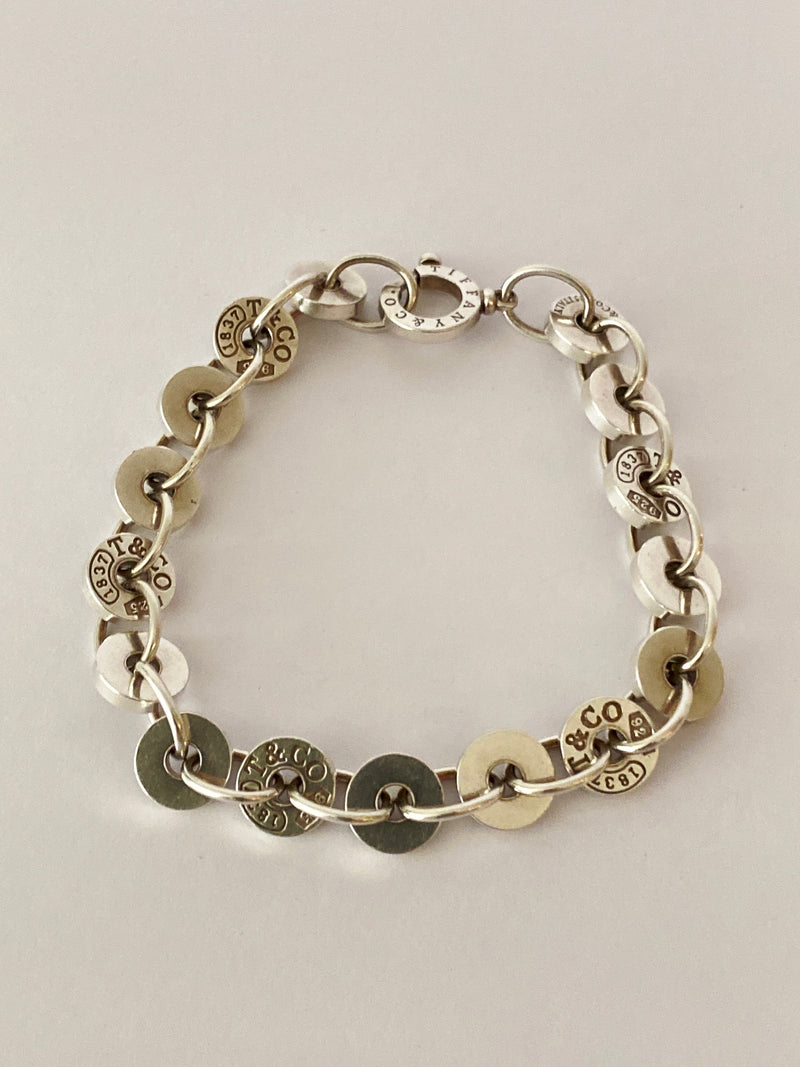 TIFFANY & CO. - TIFFANY 1837 STIRLING SILVER CIRCLE DISC LINK BRACELET