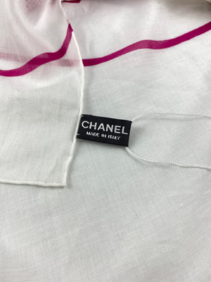 CHANEL - 100% COTTON SQUARE SCARF WITH CC LOGO