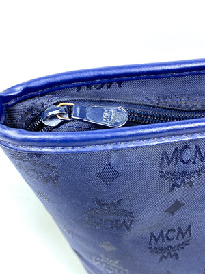 MCM - NAVY NYLON LOGO TOTE BAG GOLD MEDALLION