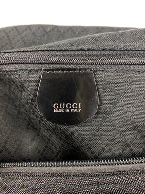 GUCCI - BLACK NYLON BAMBOO HANDLE LARGE TOTE BAG