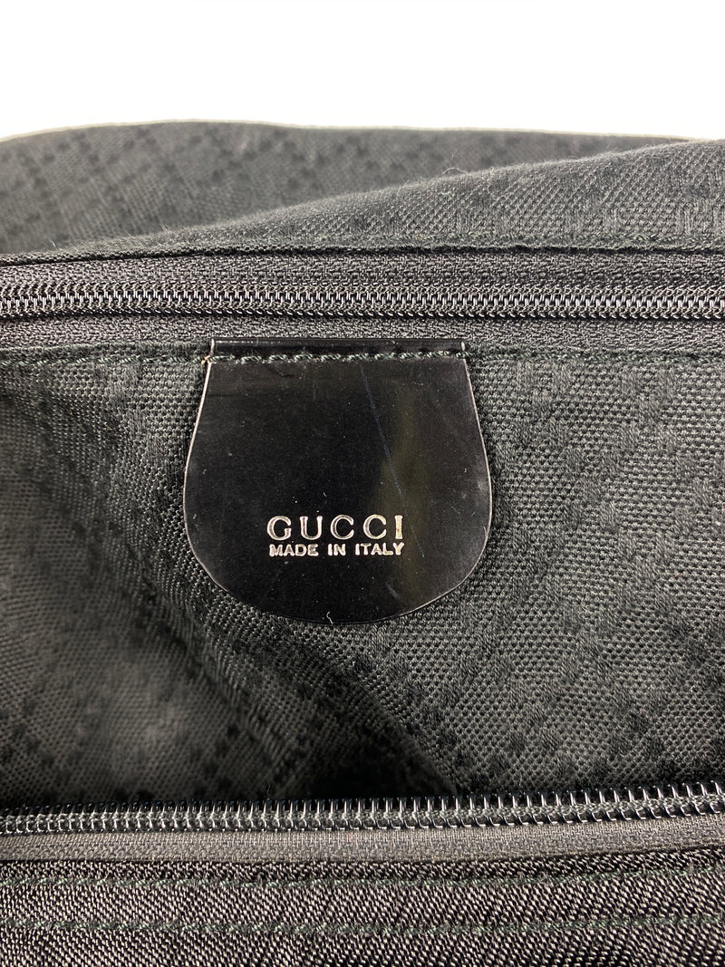 GUCCI - BLACK NYLON BAMBOO HANDLE LARGE TOTE BAG