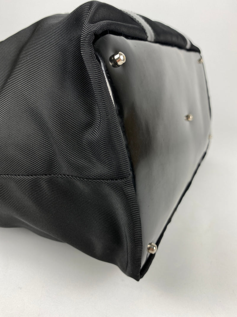 GUCCI - BLACK NYLON BAMBOO HANDLE LARGE TOTE BAG