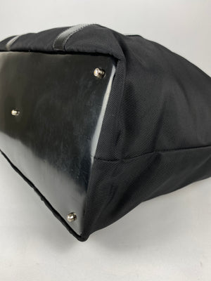 GUCCI - BLACK NYLON BAMBOO HANDLE LARGE TOTE BAG