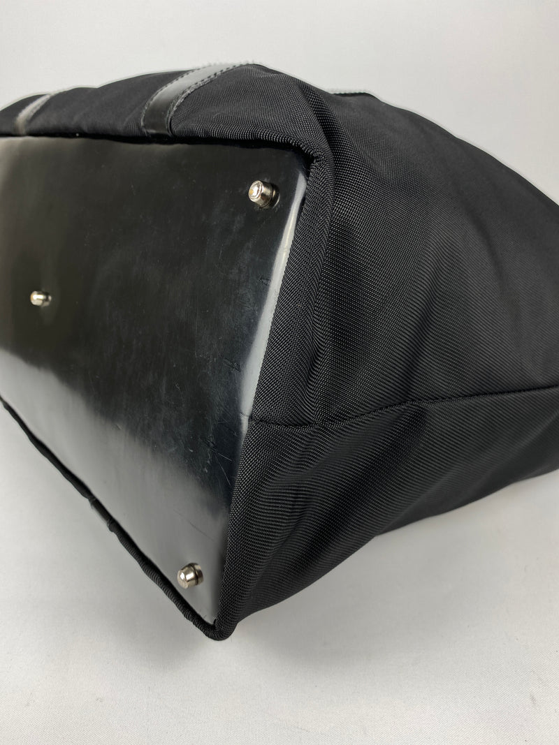 GUCCI - BLACK NYLON BAMBOO HANDLE LARGE TOTE BAG