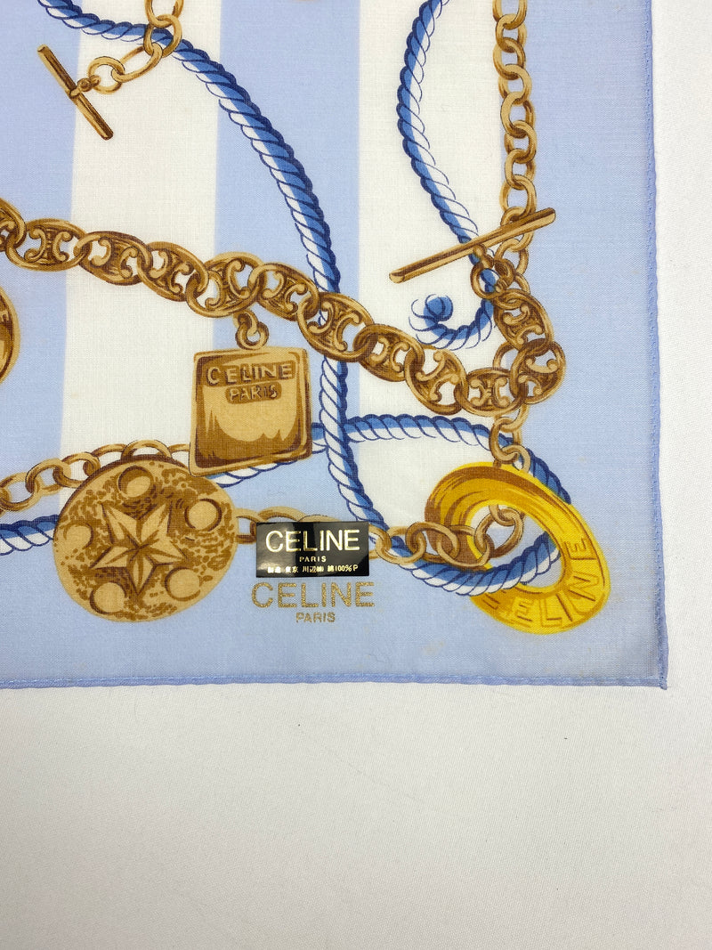 CELINE - CHAIN & MEDALLION COTTON NECKERCHIEF - VINTAGE