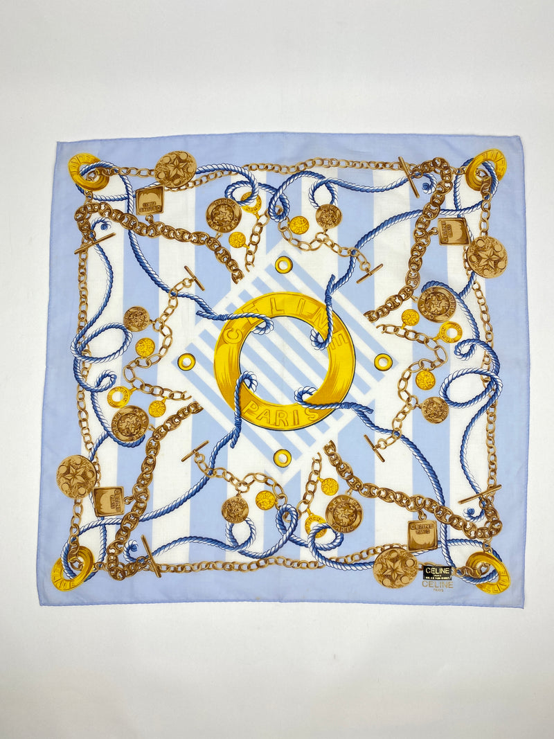 CELINE - CHAIN & MEDALLION COTTON NECKERCHIEF - VINTAGE