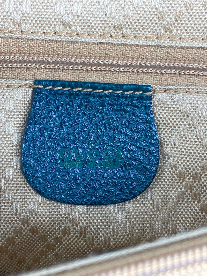 GUCCI - BAMBOO HANDLE 2 WAY BAG GREEN SUEDE LEATHER - VINTAGE