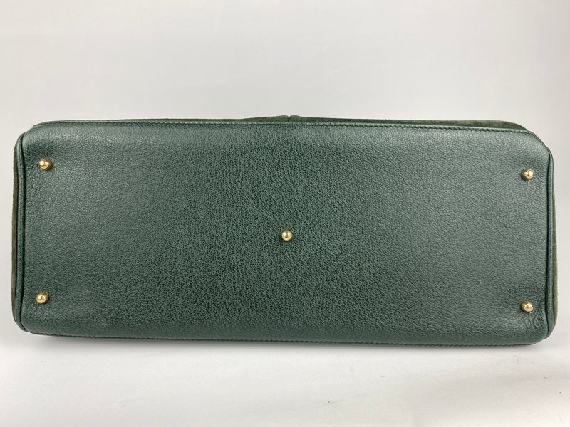 GUCCI - BAMBOO HANDLE 2 WAY BAG GREEN SUEDE LEATHER - VINTAGE