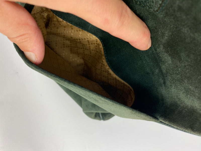 GUCCI - BAMBOO HANDLE 2 WAY BAG GREEN SUEDE LEATHER - VINTAGE