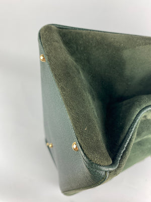 GUCCI - BAMBOO HANDLE 2 WAY BAG GREEN SUEDE LEATHER - VINTAGE