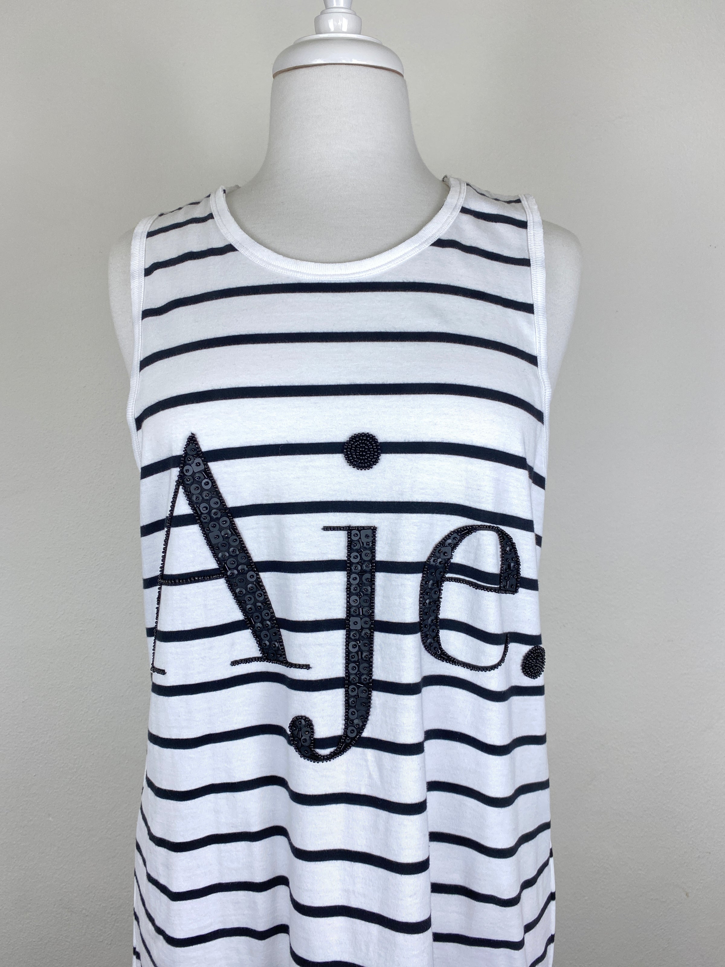 AJE MIMOSA STRIPE LOGO TANK DRESS SZ L RE.LUXE AU