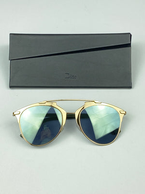 DIOR - REFLECTED AVIATOR SUNGLASSES IN ROSE GOLD KHAKI/AZURE MIRROR LENSES - BNIB