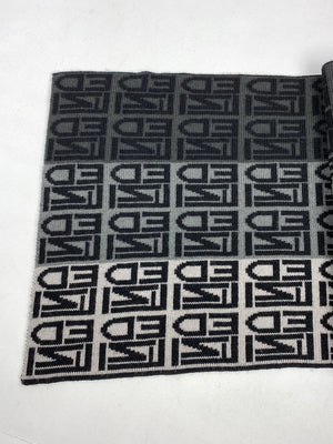 FENDI - LOGO SCARF IN BLACK & GREYS - 100% WOOL