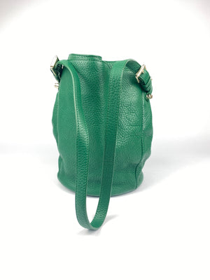 ALEXANDER WANG - DIEGO BUCKET BAG IN GREEN PEBBLED LEATHER