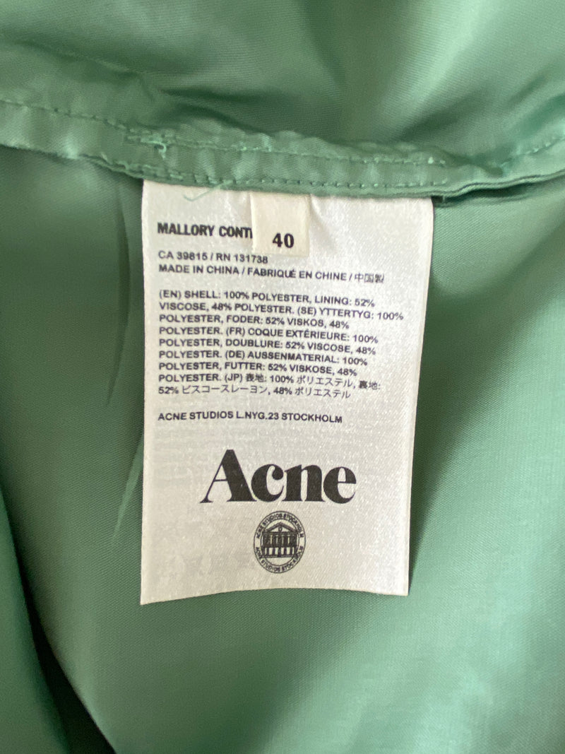 ACNE STUDIOS - MALLORY CONTRAST DRESS GREEN - SZ 40 / 12 AUS