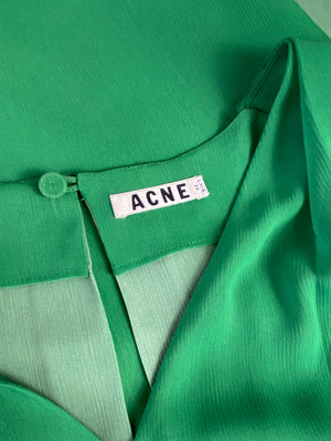 ACNE STUDIOS - MALLORY CONTRAST DRESS GREEN - SZ 40 / 12 AUS