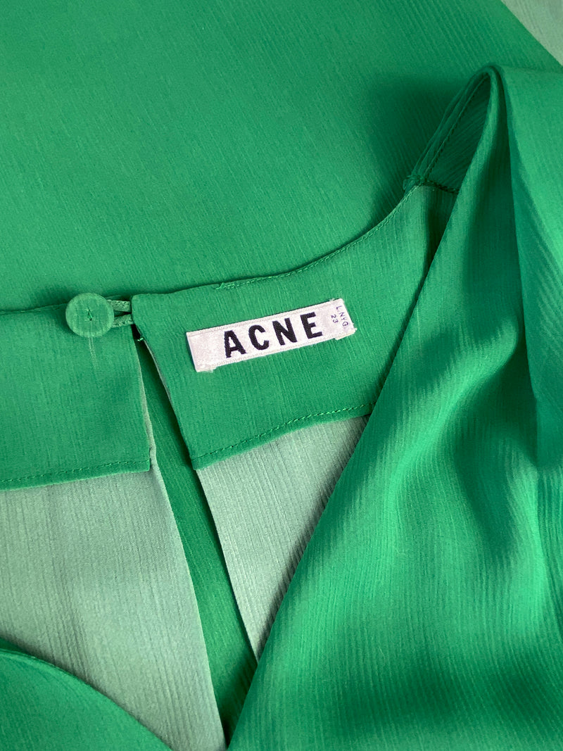 ACNE STUDIOS - MALLORY CONTRAST DRESS GREEN - SZ 40 / 12 AUS