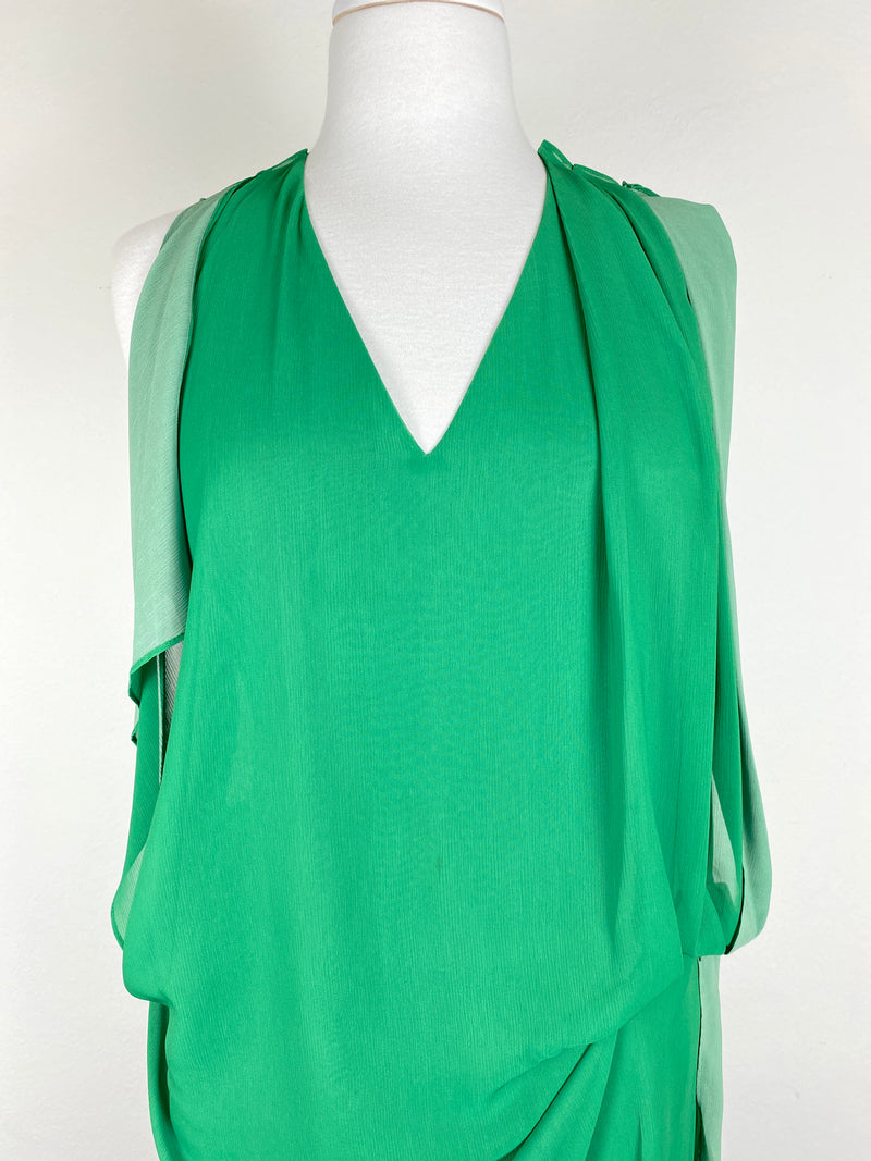 ACNE STUDIOS - MALLORY CONTRAST DRESS GREEN - SZ 40 / 12 AUS