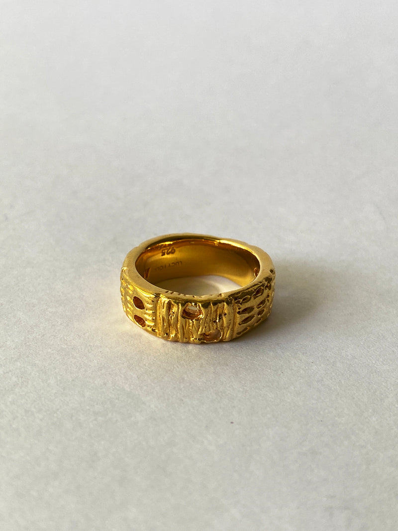 LUCY FOLK - MANTRA GOLD PLATED RING - NEW IN BOX