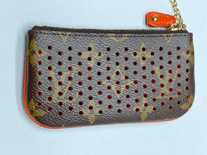 LOUIS VUITTON KEY POUCH IN ORANGE PERFORATED MONOGRAM CANVAS KEY