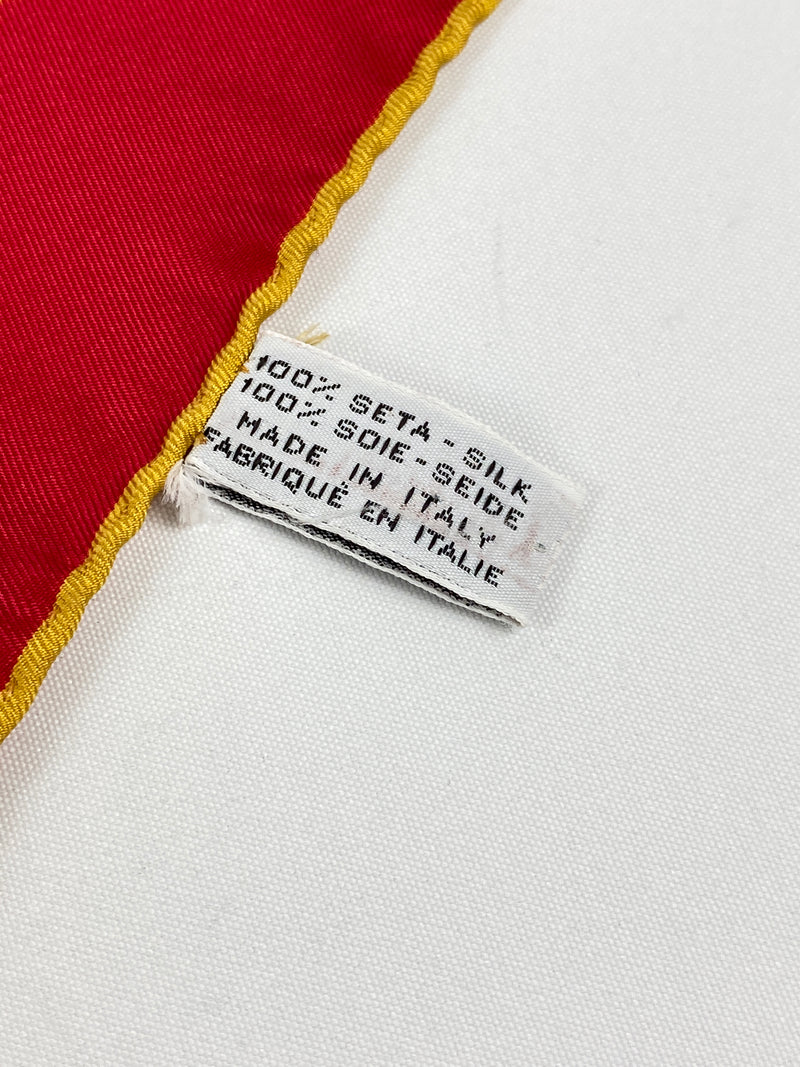 CELINE - 100% SILK CHAIN COIN DESIGN SCARF IN GOLD & RED