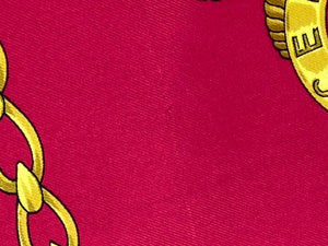 CELINE - 100% SILK CHAIN COIN DESIGN SCARF IN GOLD & RED