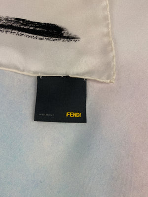 FENDI - 100% SILK BAGUETTE LOGO SCARF 65CM