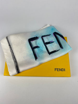 FENDI - 100% SILK BAGUETTE LOGO SCARF 65CM