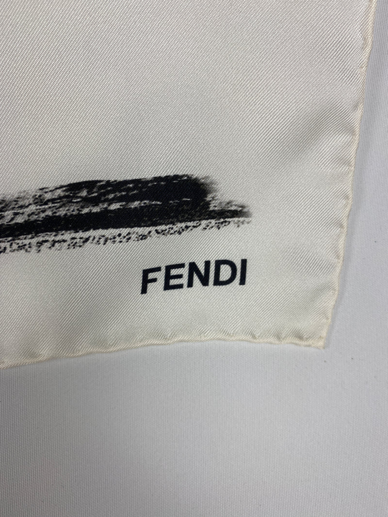 FENDI - 100% SILK BAGUETTE LOGO SCARF 65CM