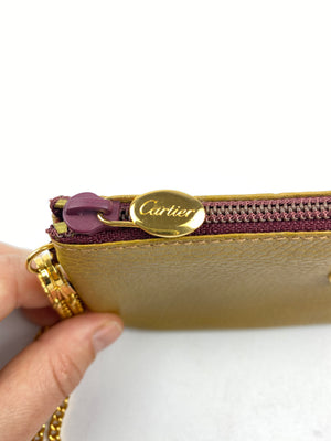 CARTIER - LEATHER POUCH POCHETTE WITH CHAIN