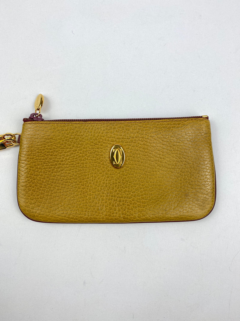 CARTIER - LEATHER POUCH POCHETTE WITH CHAIN