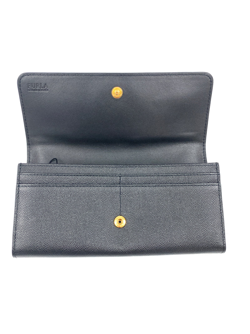 FURLA - BELVEDERE BI-FOLD WALLET IN BLACK LEATHER - NEW WITH TAGS
