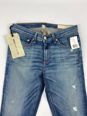 RAG & BONE - ZIPPER CAPRI JEANS IN SHREDDED WASH - SZ 29