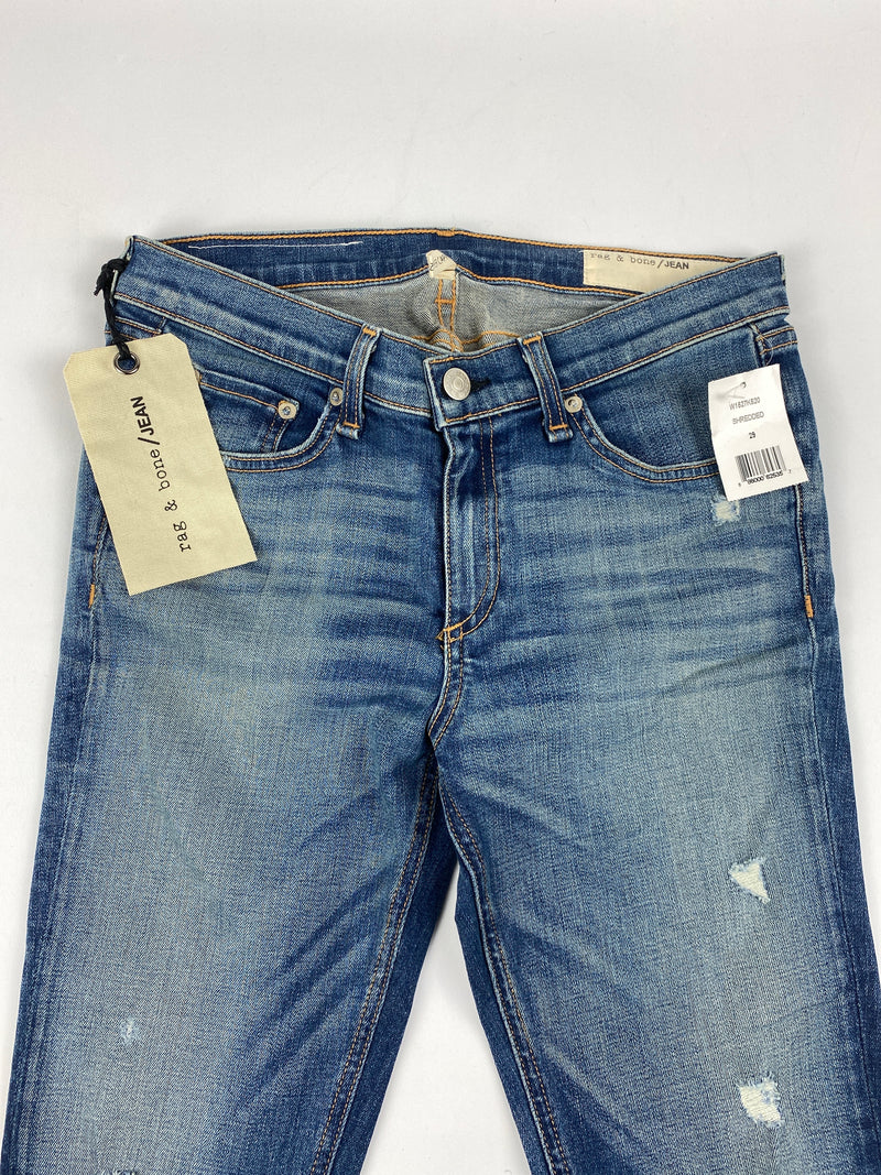 RAG & BONE - ZIPPER CAPRI JEANS IN SHREDDED WASH - SZ 29