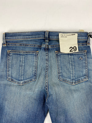RAG & BONE - ZIPPER CAPRI JEANS IN SHREDDED WASH - SZ 29
